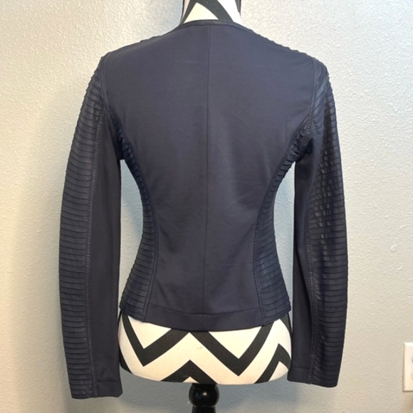 Vintage 100% Genuine Leather Asymmetrical Contrast Paneling Sz S Moto Jacket - Picture 2 of 14